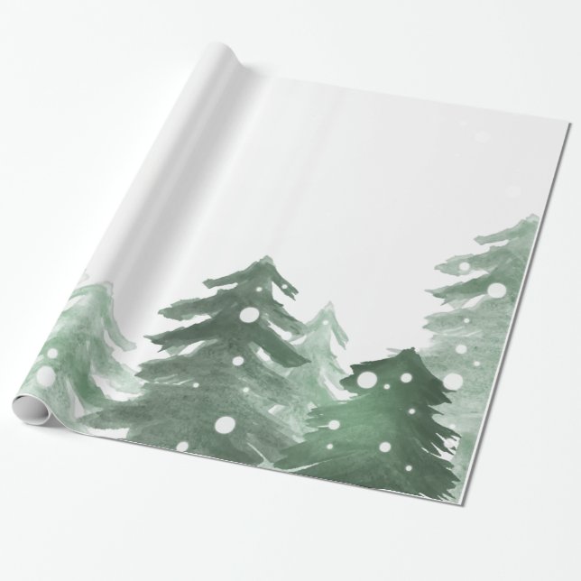 Winter Woodland,Forest Snow Wrapping Paper (Unrolled)