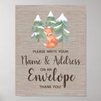 Winter Woodland Fox Address An Envelope Sign