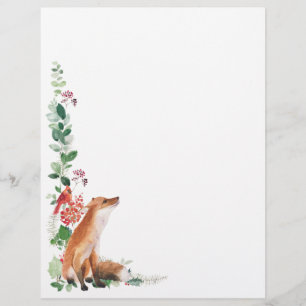 Winter Woodland Fox Christmas New Year Custom Letterhead