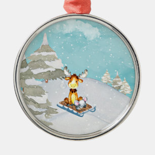 Winter Woodland Friends - Animal Illustration Metal Tree Decoration