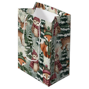 Winter Woodland Friends – Cute Animals (1) Medium Gift Bag