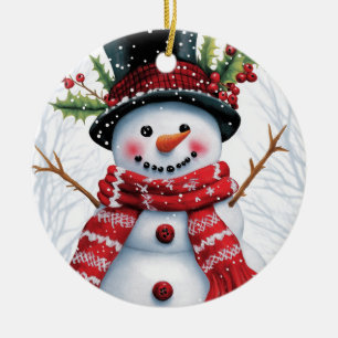 Winter Woodland Friends   Festive Snowman Ceramic Tree Decoration