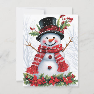 Winter Woodland Friends   Festive Snowman Postcard