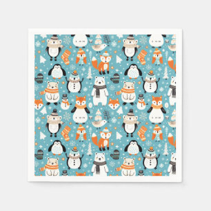 Winter Woodland Friends in Cozy Knits Napkin