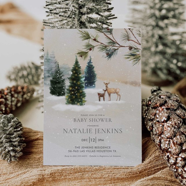 Winter Woodland Gender Neutral Baby Shower Invitation (Creator Uploaded)