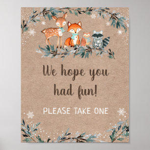 Winter Woodland Greenery Baby Shower Favor Poster