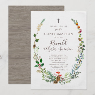 Winter Woodland Greenery Confirmation Invitation