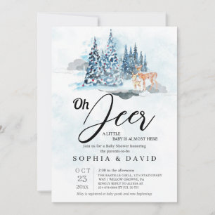 Winter Woodland Hills Deer Baby Shower Invitation
