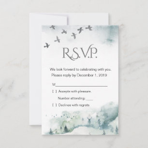 Winter Woodland Holiday Wedding RSVP Card