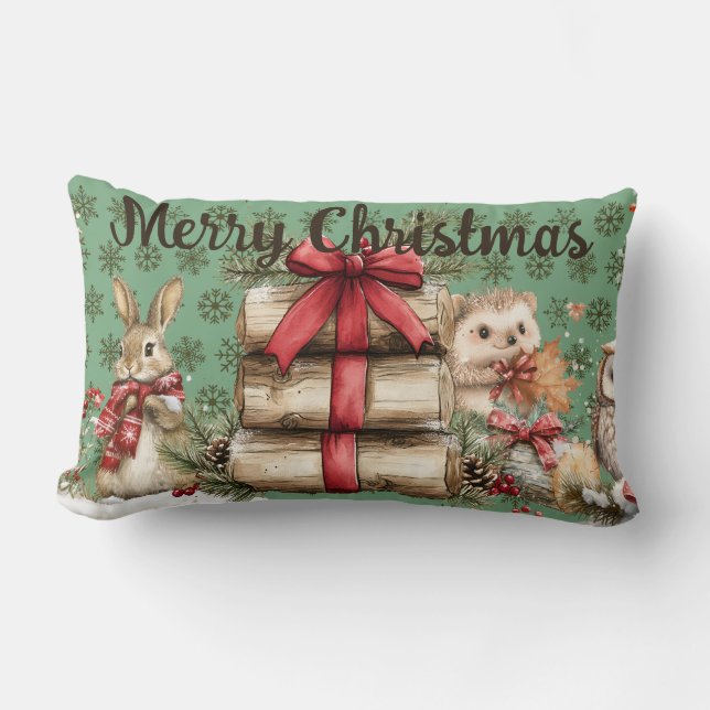 Winter woodland lumbar cushion (Front)