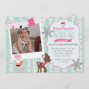 Winter Woodland Onderland Birthday invitation