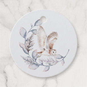 Winter Woodland Owl Modern Script Baby Shower Favour Tags