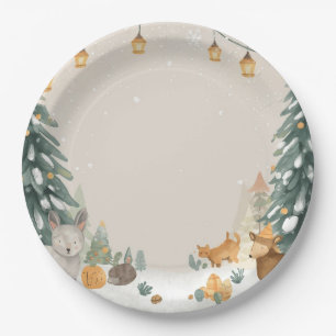 Winter Woodland Paper Plates – Snowy Pine Trees