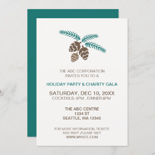 winter woodland pine cones Holiday party Invitation