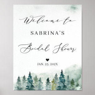 Winter Woodland Pine Trees Bridal Shower Sign