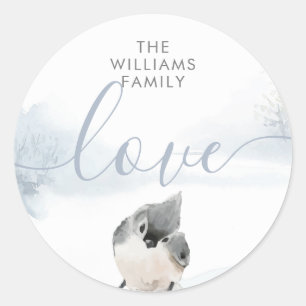 Winter Woodland Scene Bird Classic Round Sticker