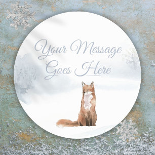 Winter Woodland Scene Fox Classic Round Sticker
