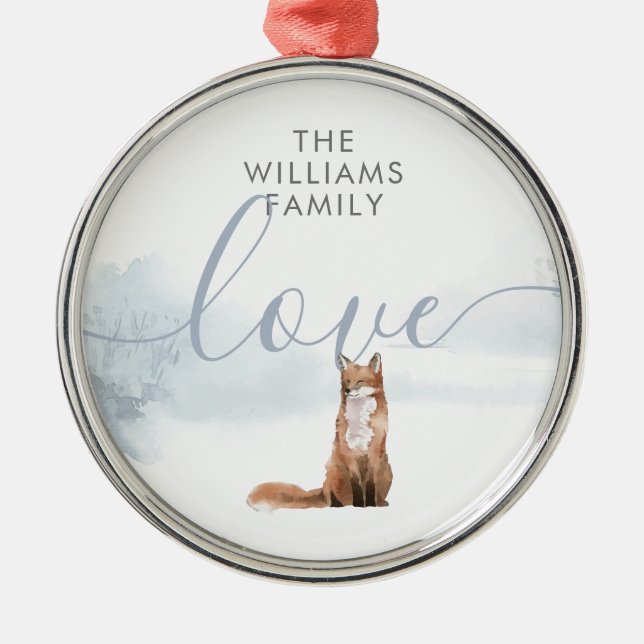 Winter Woodland Scene Fox Metal Tree Decoration (Front)