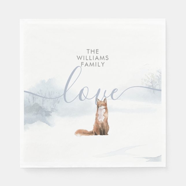 Winter Woodland Scene Fox Napkin (Front)
