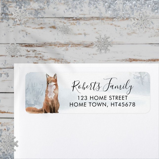 Winter Woodland Scene Fox Return Address (Winter Woodland Scene Fox Return Address Label)