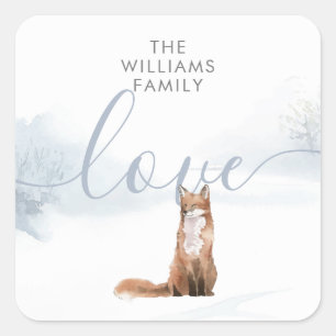 Winter Woodland Scene Fox Square Sticker