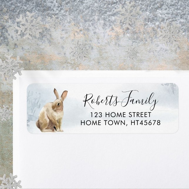Winter Woodland Scene Hare (Winter Woodland Scene Rabbit Hare Label)