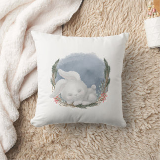 Winter Woodland Sleeping Bunny  Cushion