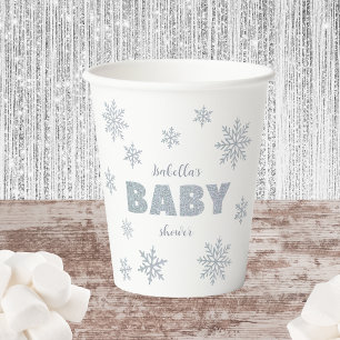 Winter Woodland Snow Wonderland Silver Baby Shower Paper Cups