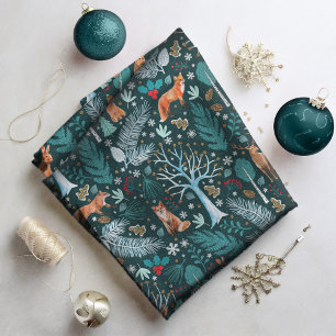 Winter Woodland Teal/Gold ID785 Fabric