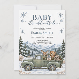 Winter Woodland Truck Baby Shower Invitation