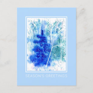 Winter Woodland Watercolor Art Holiday Postcard