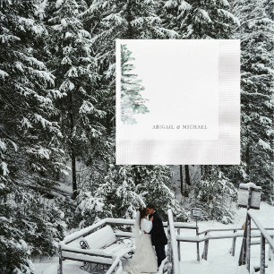 Winter Woodland Wedding Personalised Cocktail Napkin