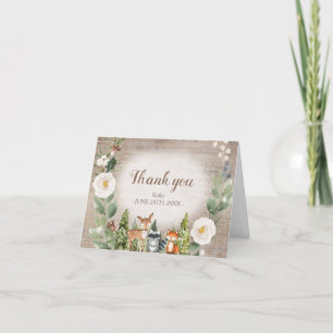 Winter Woodland White Floral Thank You card