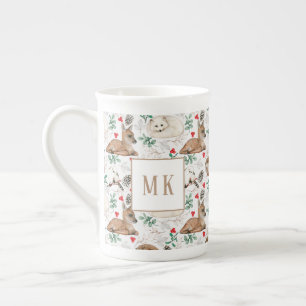 Winter Woodland with Initials Bone China Mug