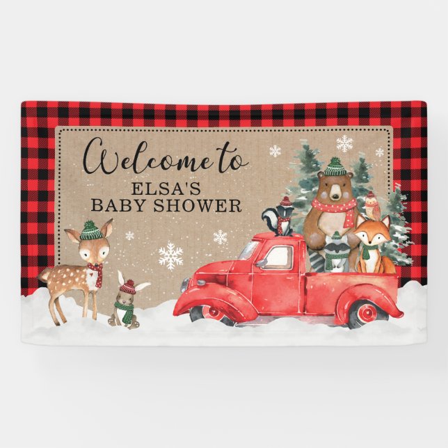 Winter Woodland Wonderland Baby Shower Welcome Banner (Horizontal)