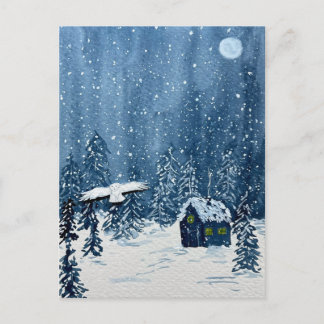 Winter Woodland Wonderland Holiday Postcard