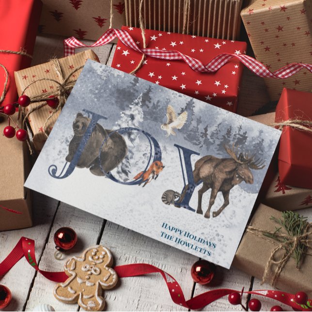 Winter Woodland Wonderland JOY Snow Holiday Card (Creator Uploaded)