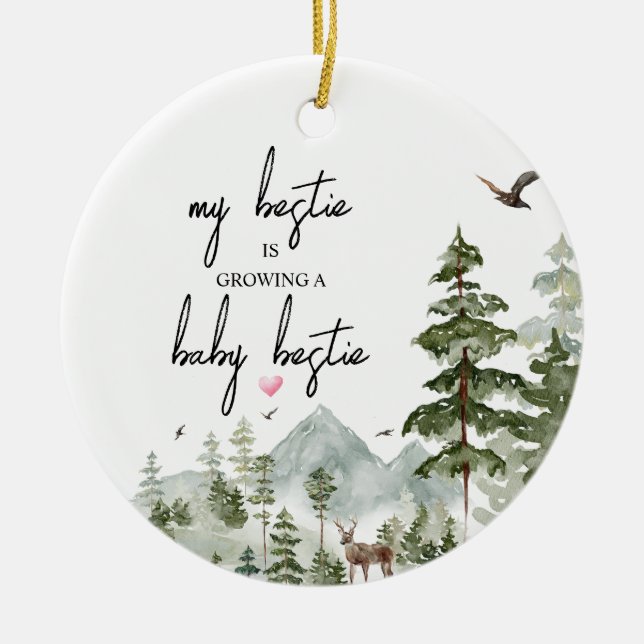 Winter Woodlands Pregnancy Gift For Best Friend Ceramic Tree Decoration (Front)