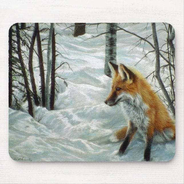 Winter woods, Fox Mouse Pad (Front)