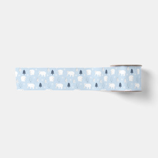 Winter Woods Polar Bears Satin Ribbon