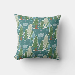 Winter Woods With Red Fox Throw Pillow