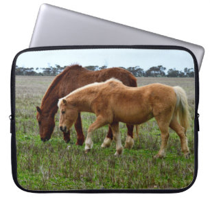 Winter Woolly Chestnut Horses, Laptop Sleeve