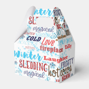Winter Words Typography Fun Party Favour Boxes