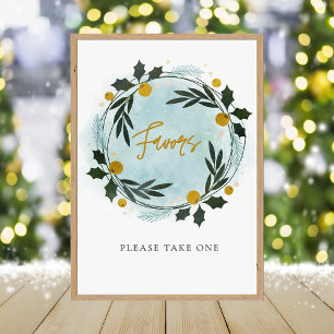  Winter Wreath Blue Gold Baby Shower Favour Sign