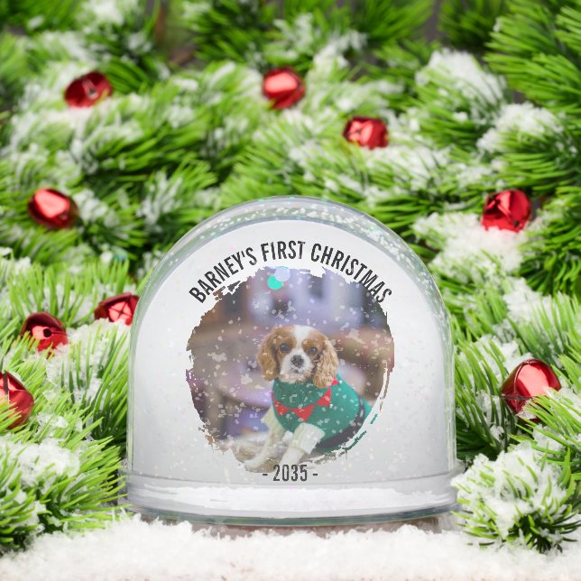 Winter Wreath Dog's Photo Christmas Snowglobe (Christmas)