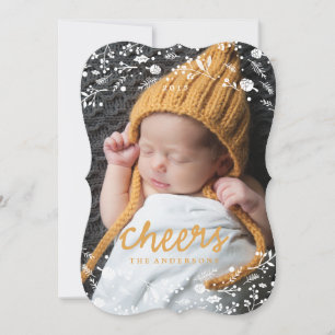 Winter Wreath Foliage CHEERS Christmas Card