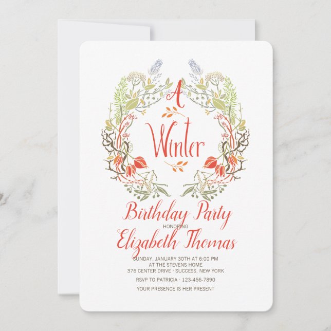 Winter Wreath Invitation (Front)