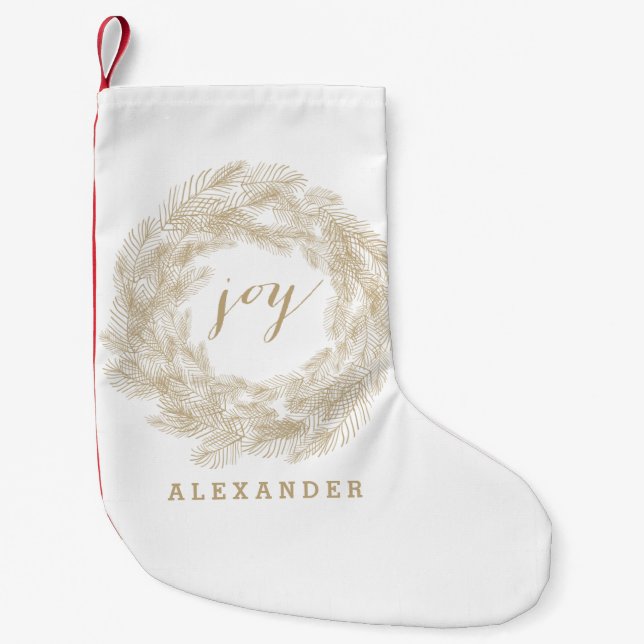 WINTER WREATH | JOY | STYLISH HOLIDAY STOCKING (Front)