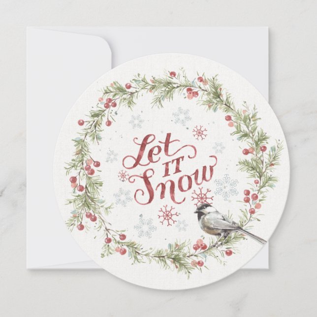 Winter Wreath - Let it Snow Holiday Card (Front)