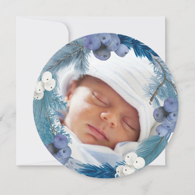 winter wreath new baby  Merry Christmas Holiday Card (Front)